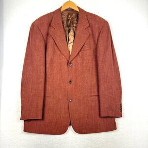 Vintage Hugo Boss Einstein Mens 44R Orange Wool Linen Blazer Coat Made in Italy